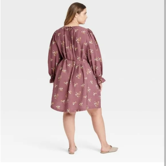 A New Day Long Sleeve Tent Purple Floral Dress - Picture 3 of 8